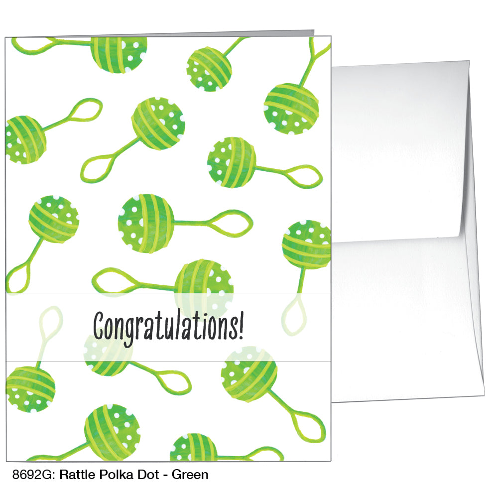 Rattle Polka Dot - Green, Greeting Card (8692G)
