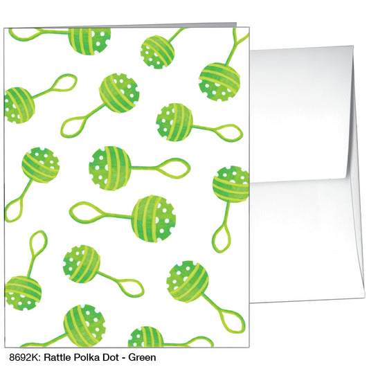 Rattle Polka Dot - Green, Greeting Card (8692K)
