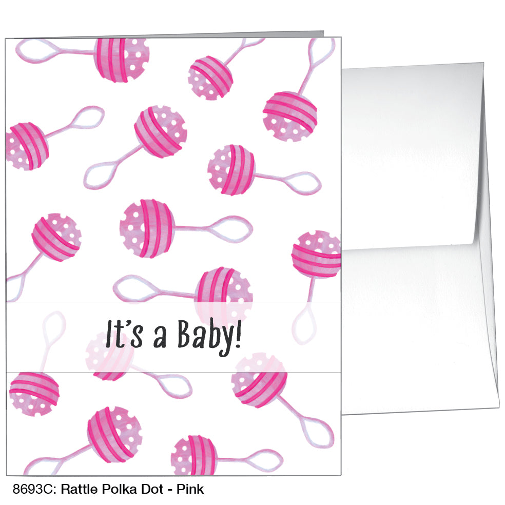 Rattle Polka Dot - Pink, Greeting Card (8693C)