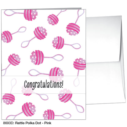 Rattle Polka Dot - Pink, Greeting Card (8693D)