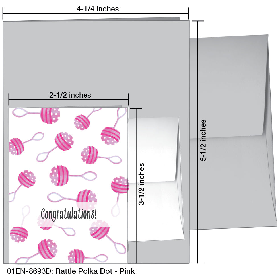 Rattle Polka Dot - Pink, Greeting Card (8693D)