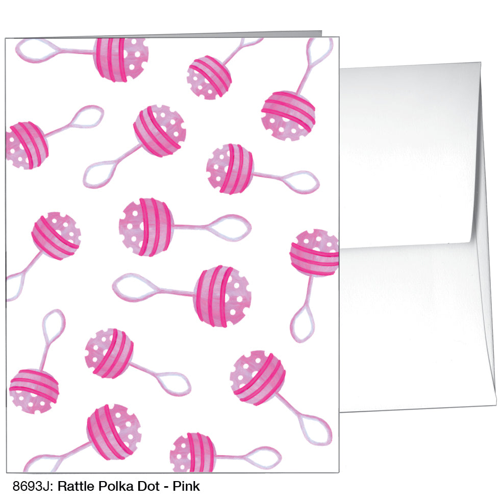 Rattle Polka Dot - Pink, Greeting Card (8693J)