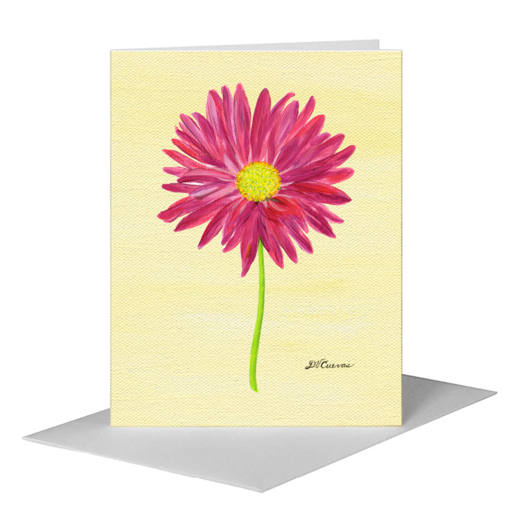 Pink Daisy, Greeting Card (#8707A) A2 Card Front, www.printedcanvas.com