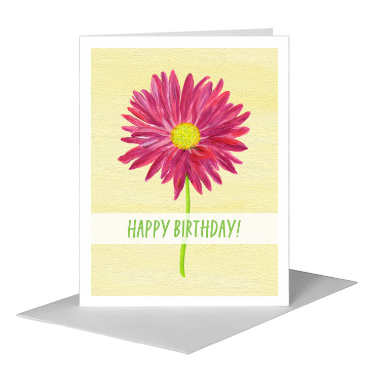 Pink Daisy, Greeting Card (#8707B) A2 Card Front, www.printedcanvas.com