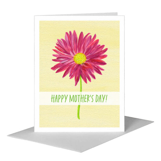 Pink Daisy, Greeting Card (#8707G) A2 Card Front, www.printedcanvas.com