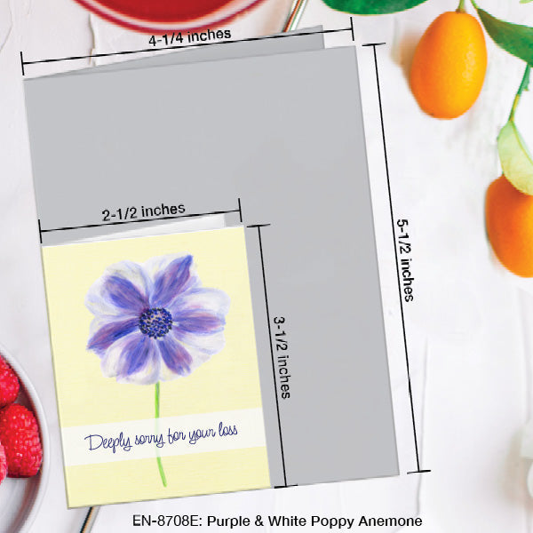 Purple & White Poppy Anemone, Greeting Card (8708E), Enclosure, www.printedcanvas.com