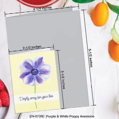 Purple & White Poppy Anemone, Greeting Card (8708E), Enclosure, www.printedcanvas.com