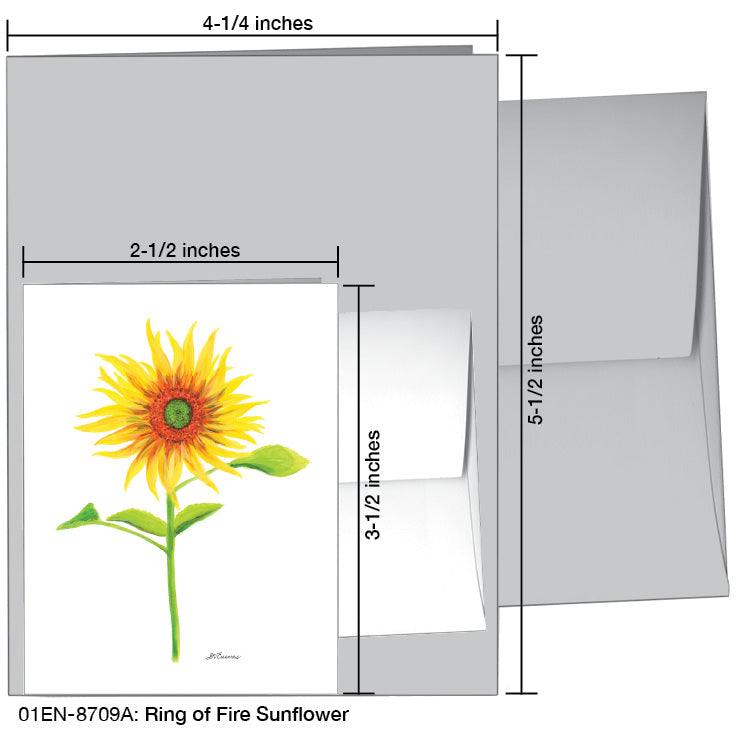 Ring of Fire Sunflower, Greeting Card (8709A), Enclosure, www.printedcanvas.com