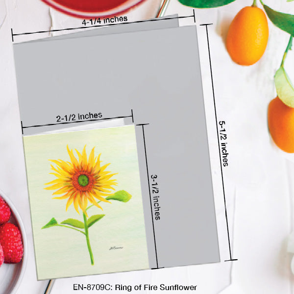 Ring of Fire Sunflower, Greeting Card (8709C), Enclosure Card, www.printedcanvas.com