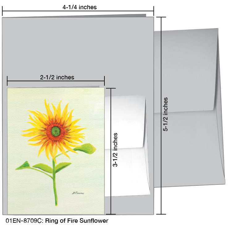 Ring of Fire Sunflower, Greeting Card (8709C), Enclosure Card, www.printedcanvas.com