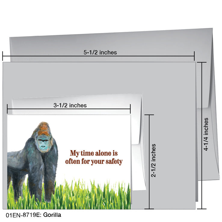 Gorilla, Greeting Card (#8719E), Enclosure Card, www.printedcanvas.com