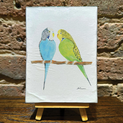 Parakeet Duo, Mini Artwork (MA-8780A), Front, www.printedcanvas.com