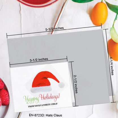 Hats Claus, Greeting Card (8723D), Enclosure Card, www.printedcanvas.com