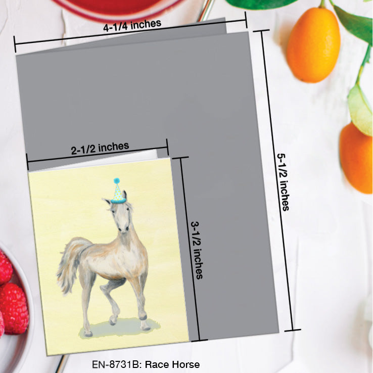 Race Horse, Greeting Card (8731B), Enclosure, www.printedcanvas.com