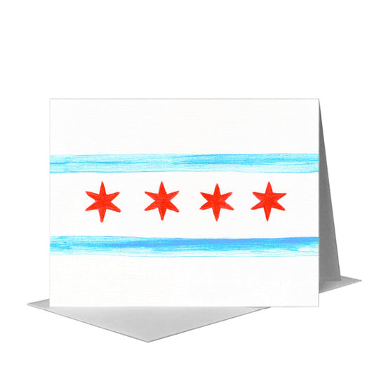 Flag of Chicago, Greeting Card (#8736A) A2 Card Front, www.printedcanvas.com