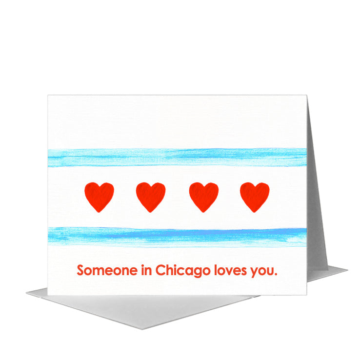 Flag of Chicago, Greeting Card (#8736CB) A2 Card Front, www.printedcanvas.com