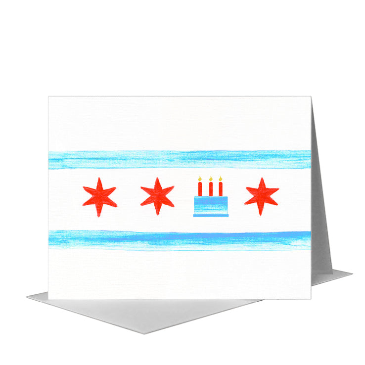 Flag of Chicago, Greeting Card (#8736D) A2 Card Front, www.printedcanvas.com