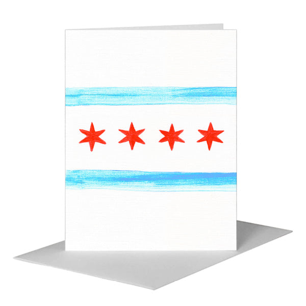 Flag of Chicago, Greeting Card (#8736E) A2 Card Front, www.printedcanvas.com