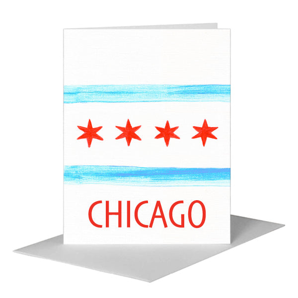 Flag of Chicago, Greeting Card (#8736F) A2 Card Front, www.printedcanvas.com