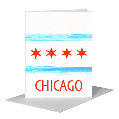 Flag of Chicago, Greeting Card (#8736F) A2 Card Front, www.printedcanvas.com