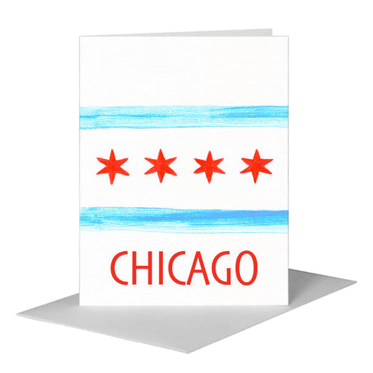 Flag of Chicago, Greeting Card (#8736F) A2 Card Front, www.printedcanvas.com