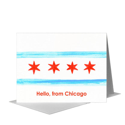 Flag of Chicago, Greeting Card (#8736H) A2 Card Front, www.printedcanvas.com