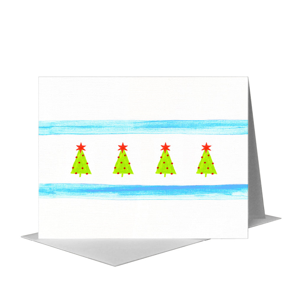 Flag of Chicago, Greeting Card (#8736J) A2 Card Front, www.printedcanvas.com