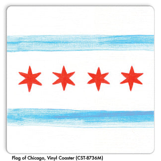 Flag of Chicago, Vinyl Coaster (CST-8736M) - Printed Canvas