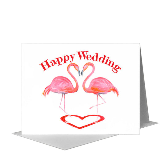 Flamingo Friends, Greeting Card (#8741B) A2 Card Front, www.printedcanvas.com