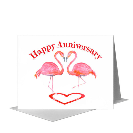 Flamingo Friends, Greeting Card (#8741C) A2 Card Front, www.printedcanvas.com