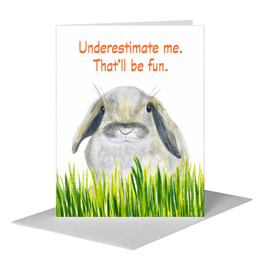 Bunny Lashes, Greeting Card (#8743CA) A2 Card Front, www.printedcanvas.com