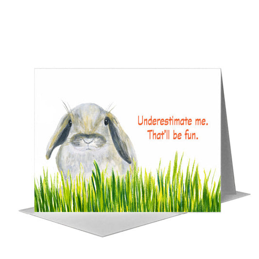 Bunny Lashes, Greeting Card (#8743C) A2 Card Front, www.printedcanvas.com