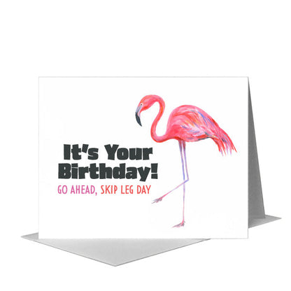 Flamingo Step, Greeting Card (#8744B), A2 Card Front, www.printedcanvas.com