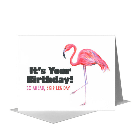 Flamingo Step, Greeting Card (#8744B) A2 Card Front, www.printedcanvas.com