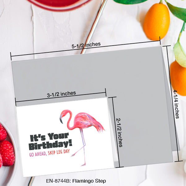 Flamingo Step, Greeting Card (8744B), Enclosure, www.printedcanvas.com