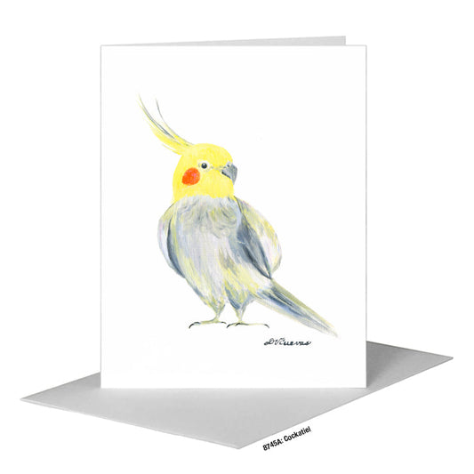 Cockatiel, Greeting Card (#8745A) A2 Card Front, www.printedcanvas.com