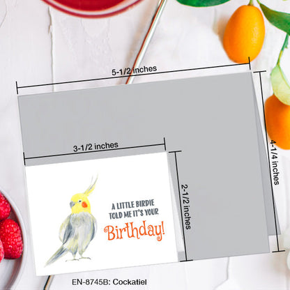 Cockatiel, Greeting Card (8745B), Enclosure, www.printedcanvas.com
