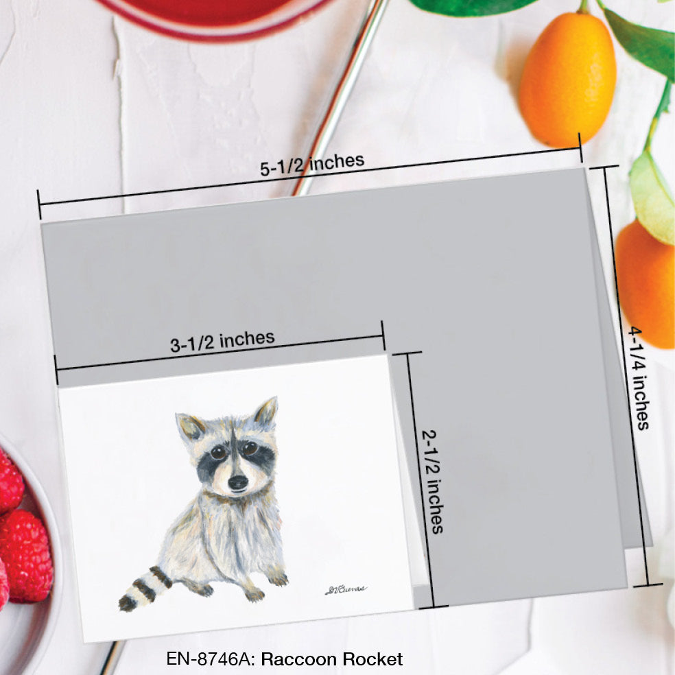 Raccoon Rocket, Greeting Card (8746A), Enclosure Card, www.printedcanvas.com