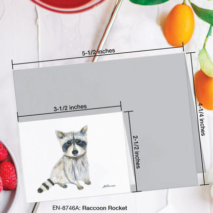 Raccoon Rocket, Greeting Card (8746A), Enclosure Card, www.printedcanvas.com