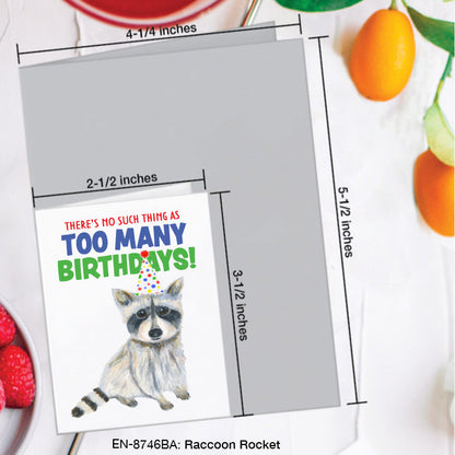 Raccoon Rocket, Greeting Card (8746BA), Enclosure, www.printedcanvas.com