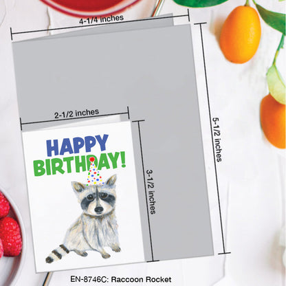 Raccoon Rocket, Greeting Card (8746C), Enclosure, www.printedcanvas.com