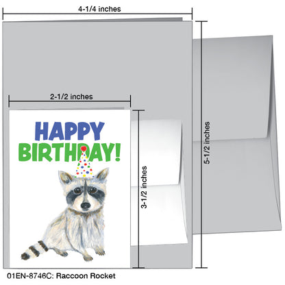 Raccoon Rocket, Greeting Card (8746C), Enclosure Card, www.printedcanvas.com