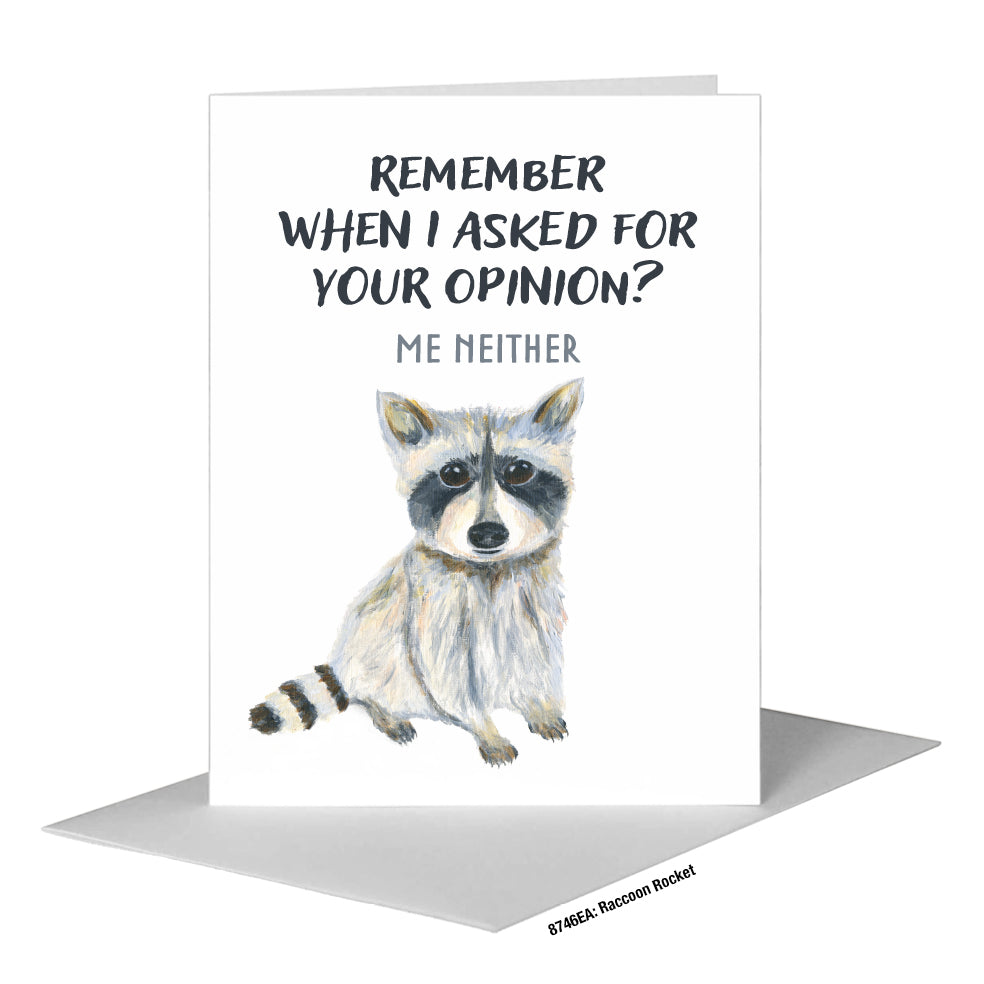 Raccoon Rocket, Greeting Card (#8746EA)