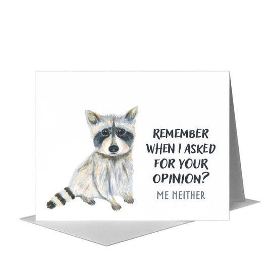 Raccoon Rocket, Greeting Card (#8746E) A2 Card Front, www.printedcanvas.com