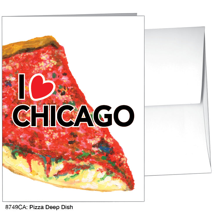 Pizza Deep Dish, Greeting Card (#8749CA)