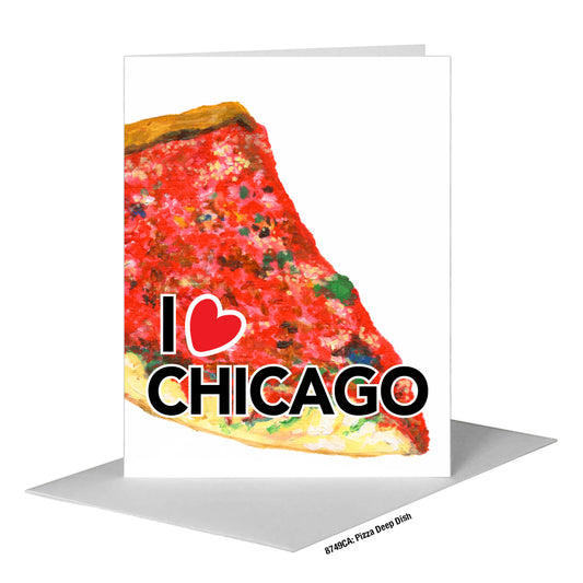 Pizza Deep Dish, Greeting Card (#8749CA)