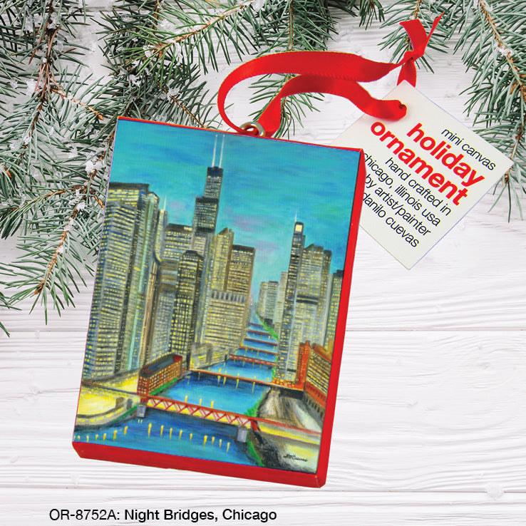 Night Bridges, Chicago, Ornament (OR-8752A), Front, printedcanvas.com