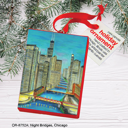 Night Bridges, Chicago, Ornament (OR-8752A), Front, printedcanvas.com