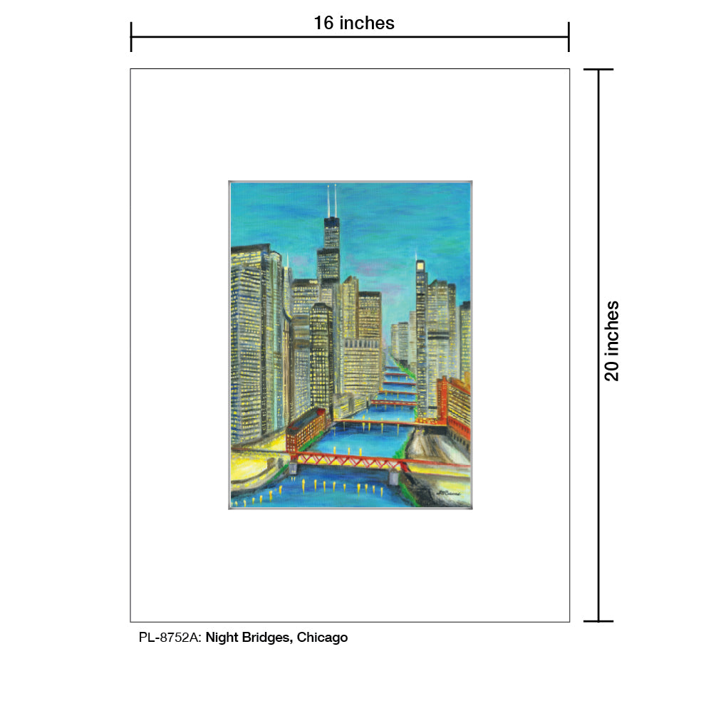 Night Bridges, Chicago, Print (#8752A)