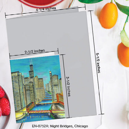 Night Bridges, Chicago, Greeting Card (8752A), Enclosure Card, www.printedcanvas.com